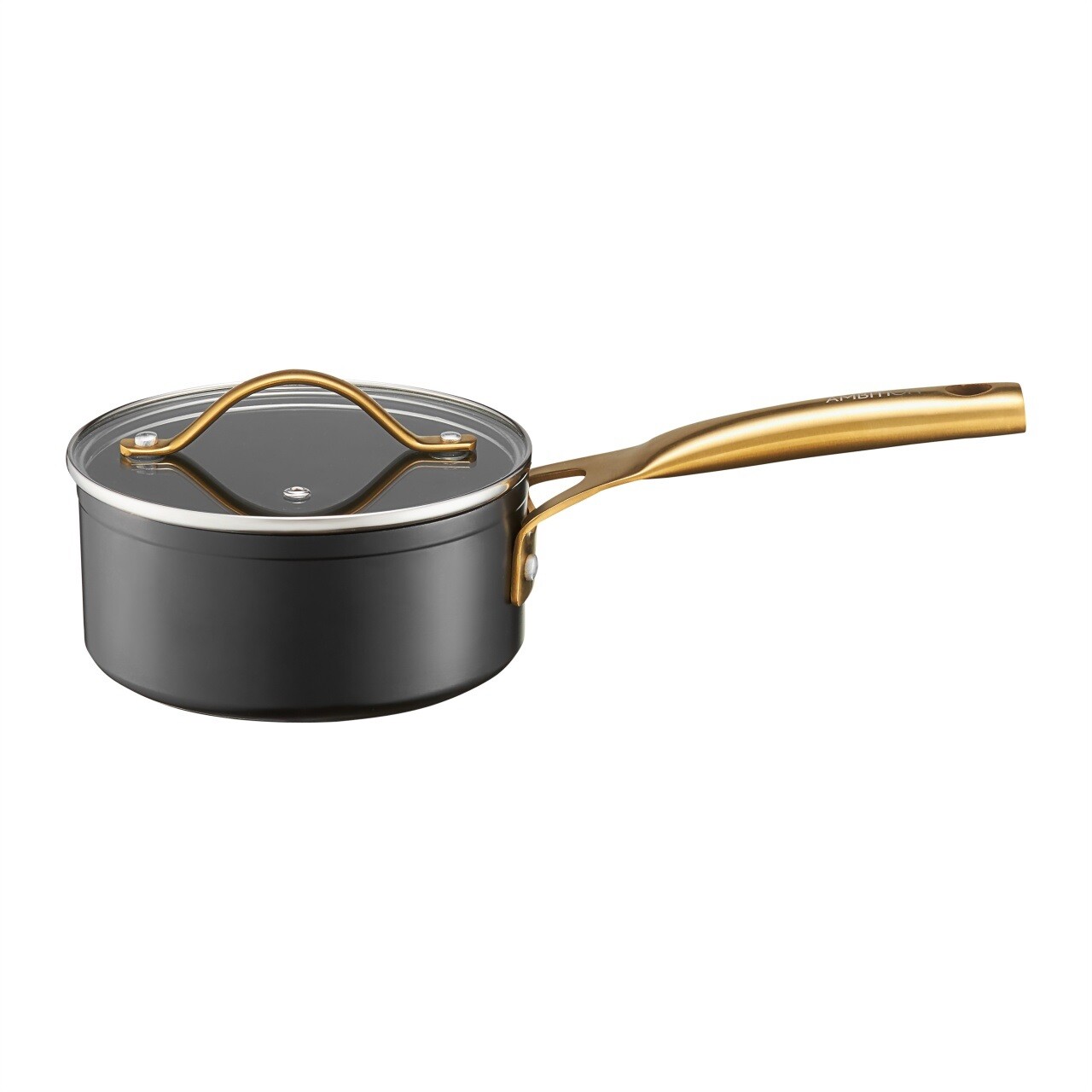 Cratita cu maner si capac Royal Gold, Ambition, 16 cm, 1.4 L, aluminiu forjat, strat antiaderent Qualum Basic, gri/auriu - imagine 6